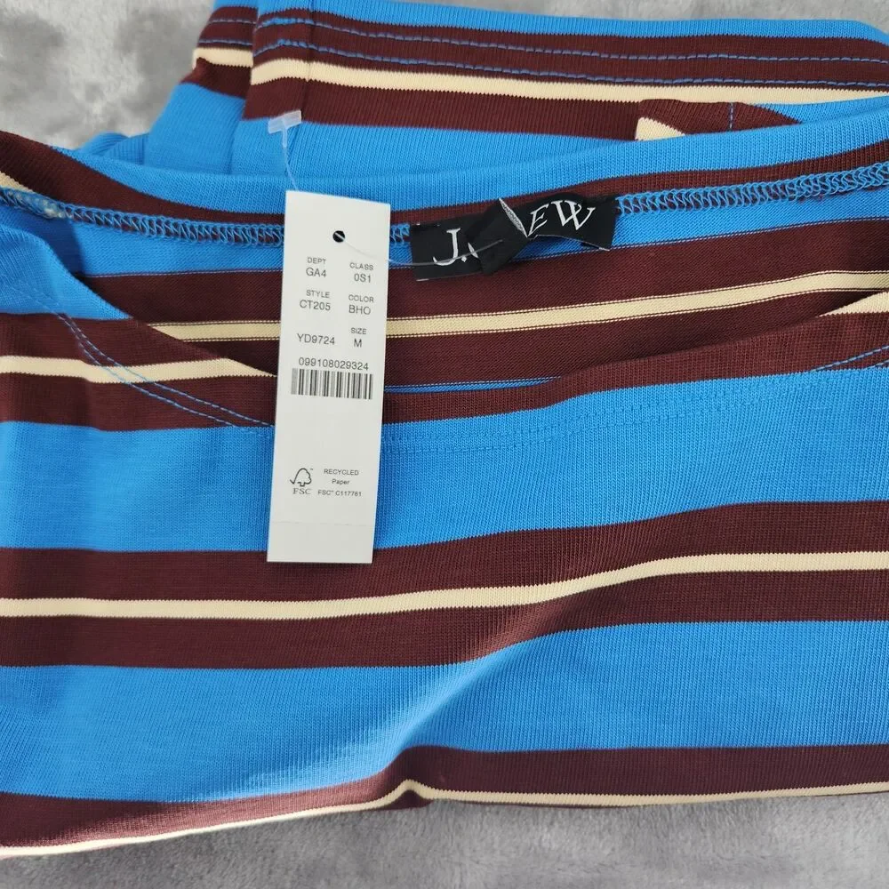 J.Crew Women's Medium Bright Horizon Blue Stripe Mini Knit Dress‎ NWT